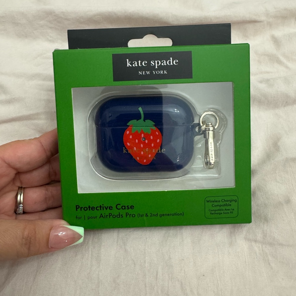 Kate Spade Blue AirPods Pro Case with Strawberry Design